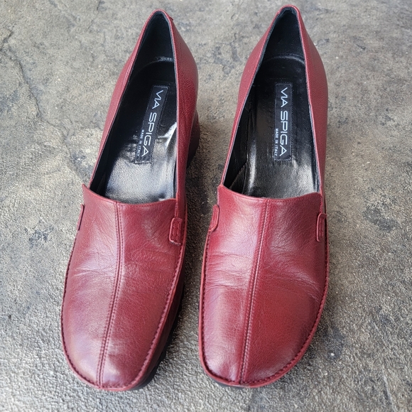 Via Spiga Women's Italian Designer Cherry Trivoli Leather Nagle Wedge Size 9.5 - Picture 1 of 6